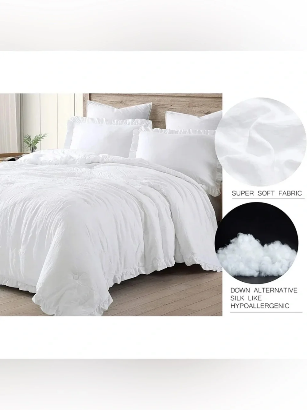 White Ruffled Twin 2 piece Comforter Set
